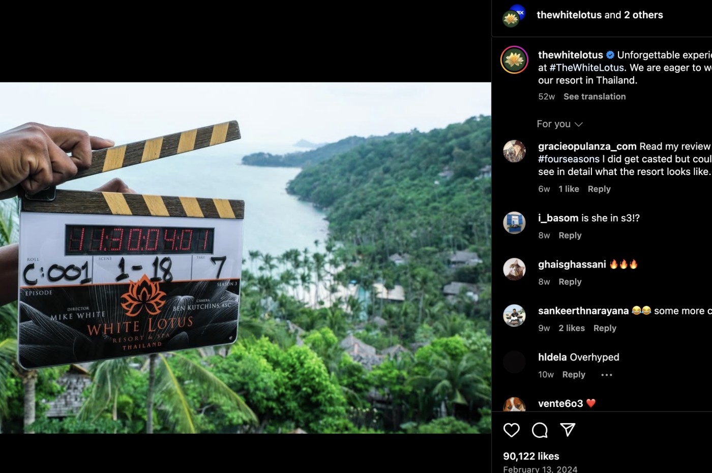 Netflix-serien White Lotus har sin egen, populære, Instagramside