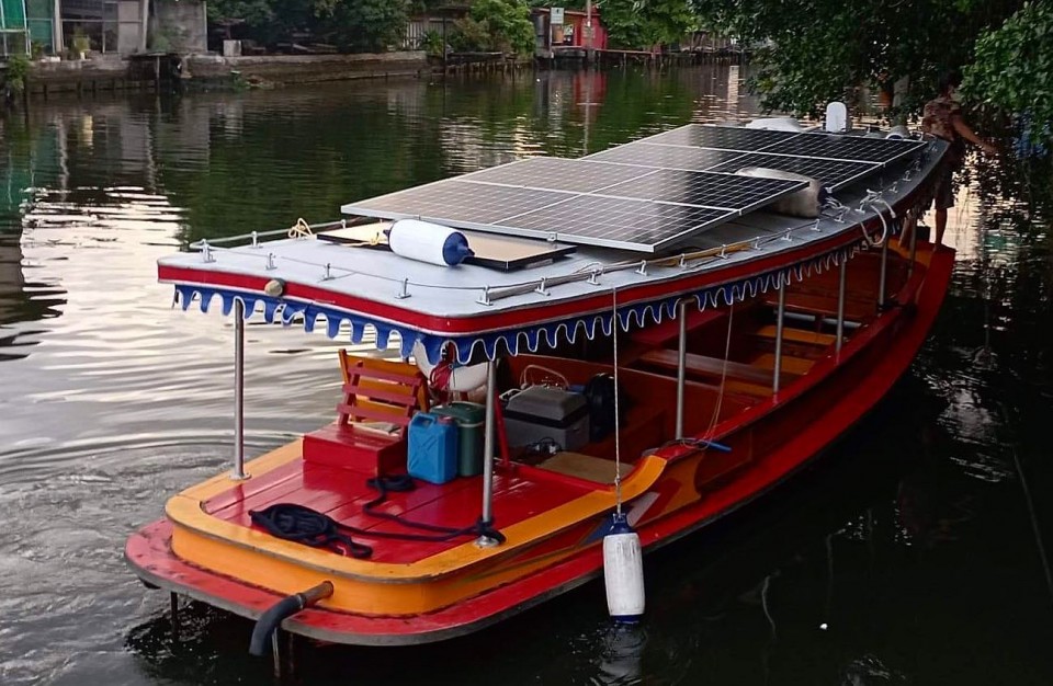 solar power slow boat in Bangkok Thailand
