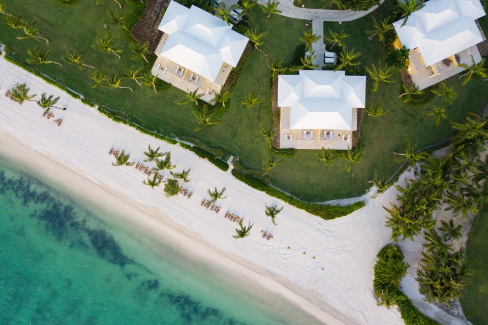 aerial af strand, have og villaer på Tortuga Bay Hotel at Punta Cana Resort & Club, Punta Cana, Den Dominikanske Republik